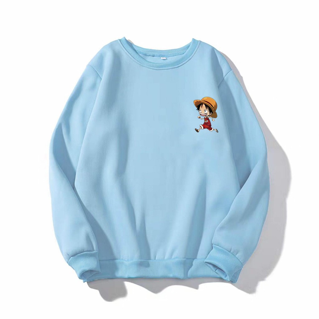 Áo Sweater Nỉ Unisex Form Rộng Nam Nữ Logo Áo Thiết Kế In Hình Nhok One Pice Siêu Dễ Thương