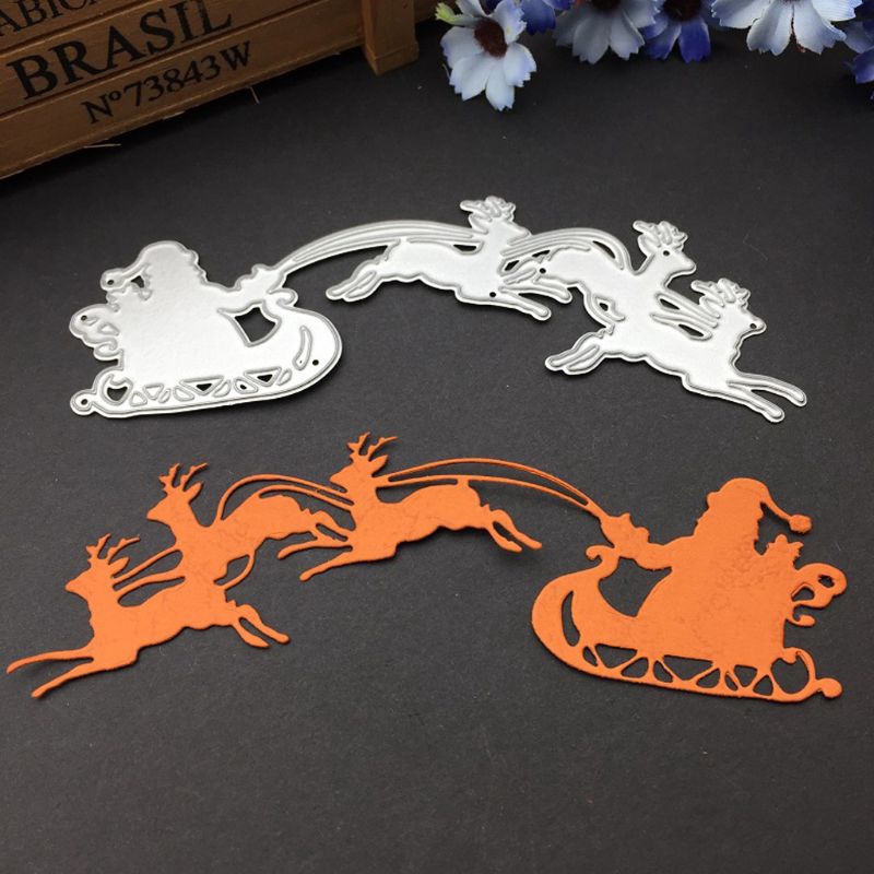 Khuôn mẫu kim loại cắt in nổi trang trí hình Santa Claus &amp; tuần lộc
