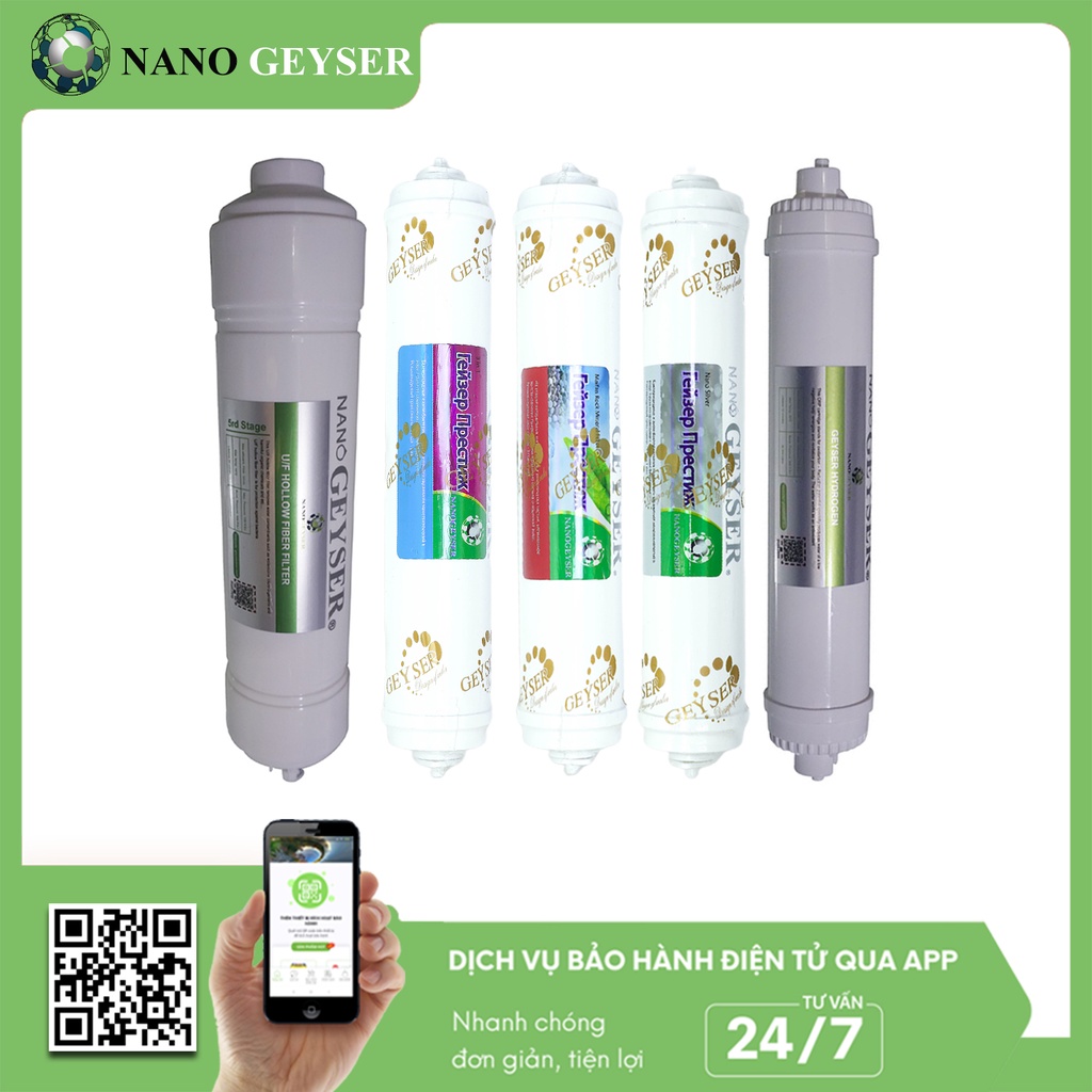 Bộ 5 lõi lọc nước 45678 dùng cho các dòng máy UF, Lõi UF Hollow, 3IN1, Maifan, Nano Silver, Hydrogen Nano Geyser