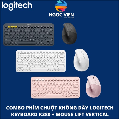 Combo Phím Chuột không Dây Logitech K380 + Chuột Công thái học Lift Vertical - Ngọc Viên Store