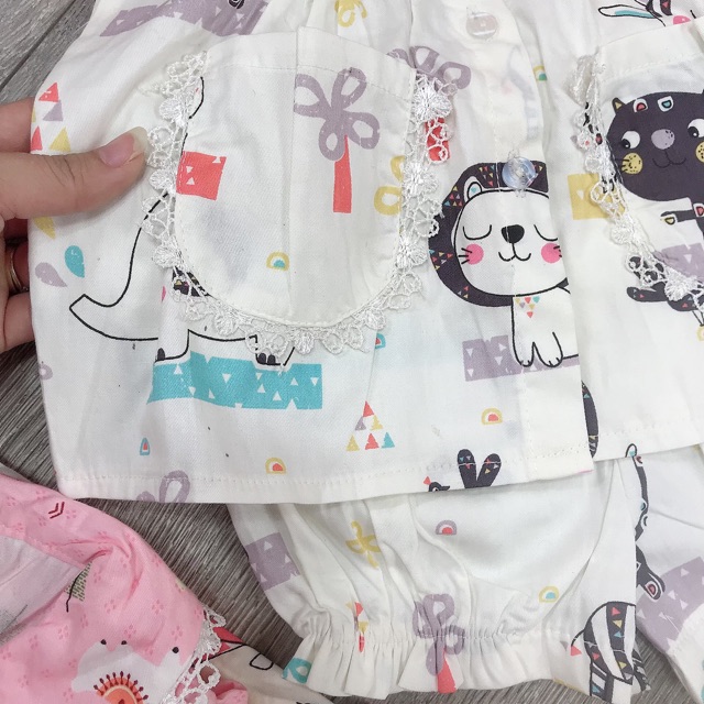 Bộ pijama phối viền ren tạo điểm nhấn siêu xinh cho bé gái - BPBR