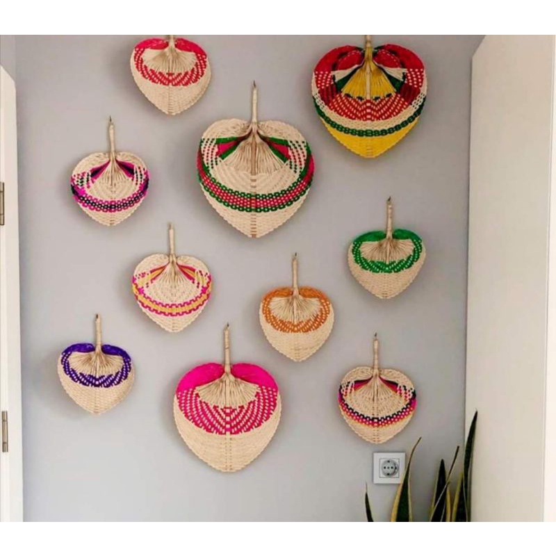 Quạt lá cọ quạt lá kè quạt tre trang trí size 20cm