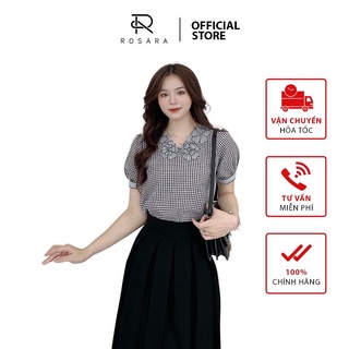 Áo sơ mi thời trang nữ kẻ caro công sở tiểu thư Rosara AM187