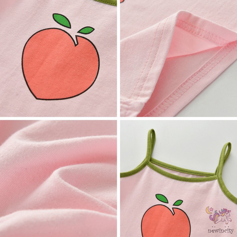 Áo Thun Ba Lỗ Họa Tiết Trái Cây Thoải Mái Năng Động Cho Bé Gái