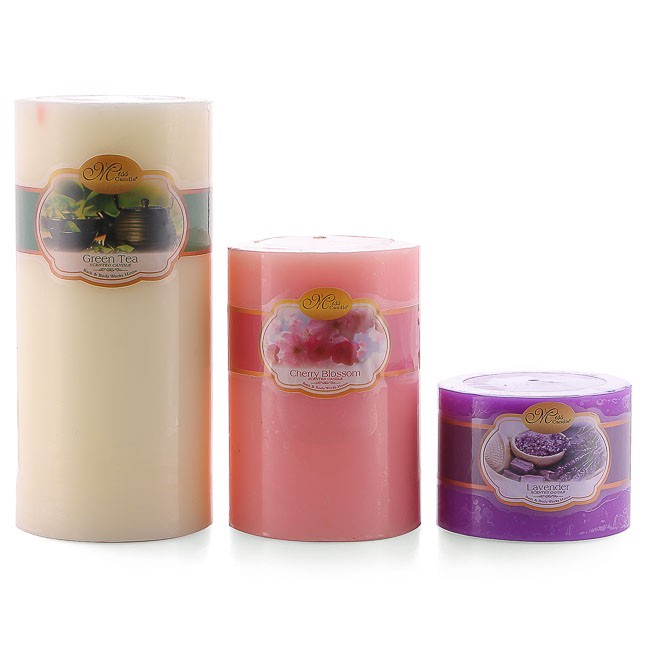 Bộ nến thơm Hạnh Phúc 7 - Bộ 3 nến thơm D7H5, D7H10, D7H15 Miss Candle (Tím-hồng-vàng nhạt)