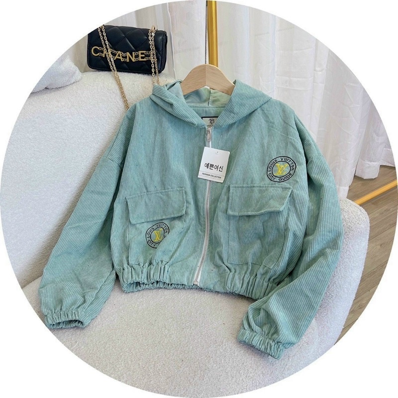 Áo khoác bomber Unisex form lửng chất nhung tăm thêu hoạ tiết dành cho nữM 34-AN STORE