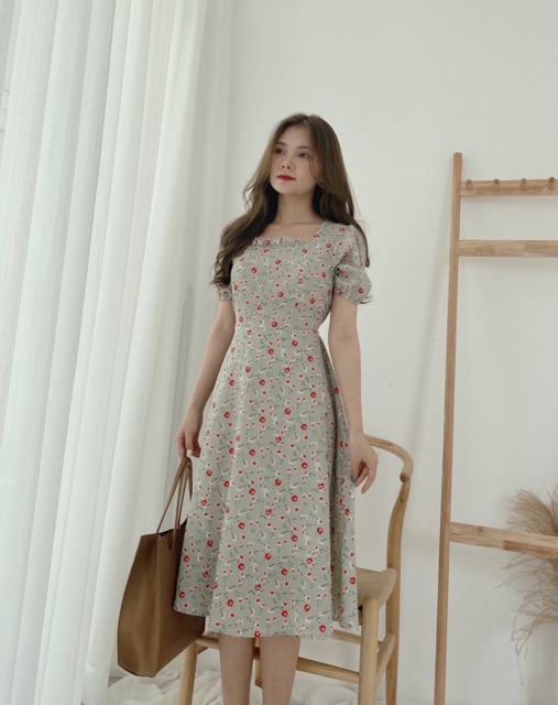 Váy hoa nhí vintage cổ viền bèo tay bồng ngắn tay 🌸 Hàng Quảng Châu | BigBuy360 - bigbuy360.vn