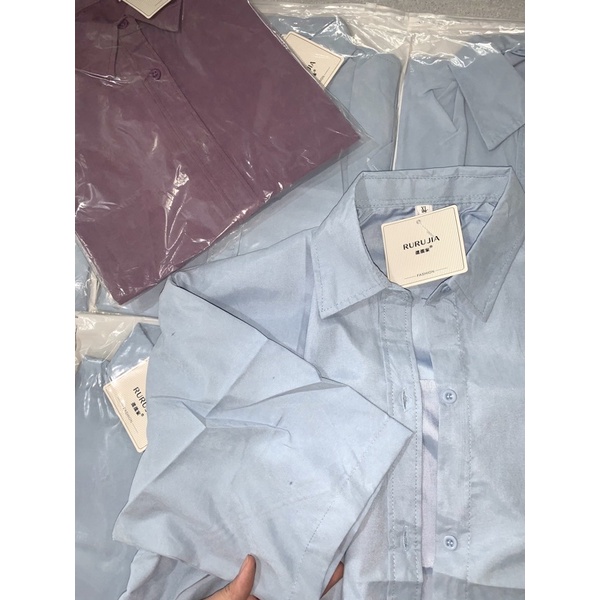 Áo sơmi xẻ tà dáng rộng tay lỡ hàng Quảng Châu siêu xinh