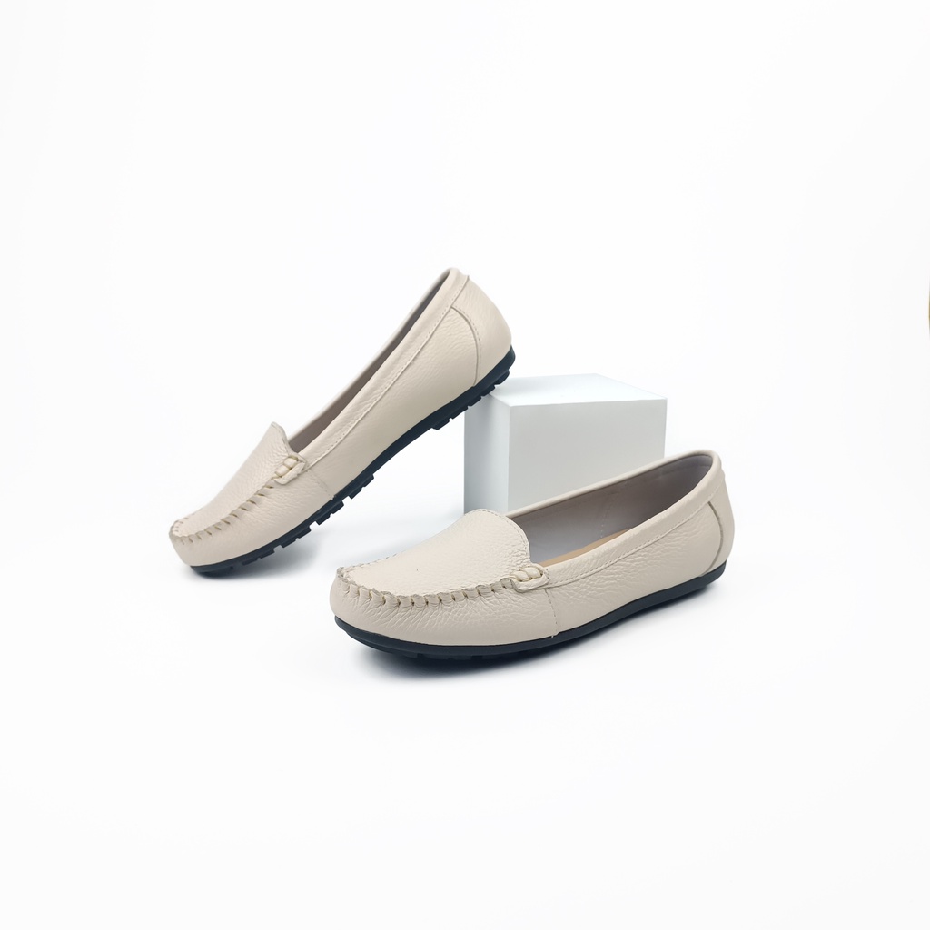 Giày mọi nữ da bò thật đế cao su siêu êm giày lười MOXYCA HADU M061