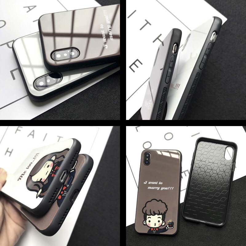 Ốp lưng iphone kính cặp đôi yêu trong sáng case 14plus 14 pro max 13 12 promax 11 mini 6 6s 7 8 plus x xr xs Se