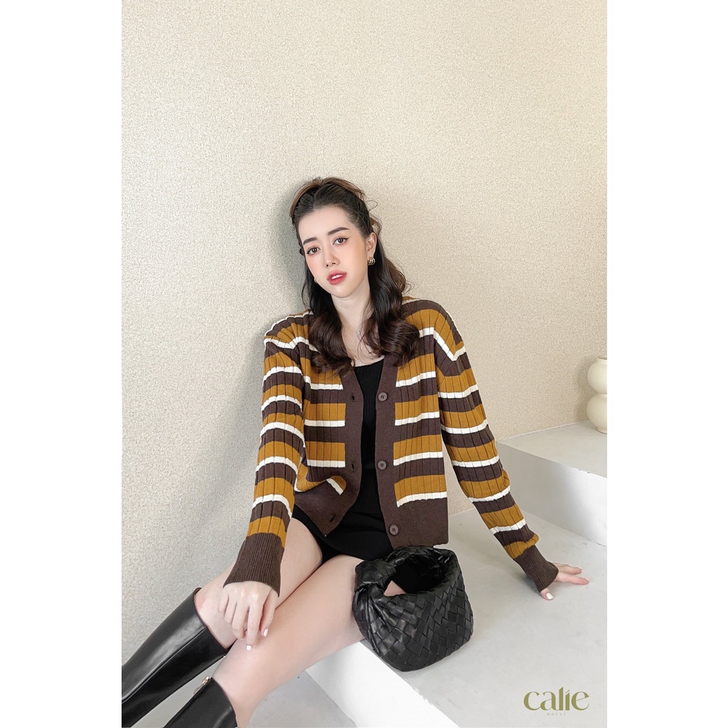 Áo len cadigan nữ phối màu trẻ trung thanh lịch thời trang công sở Calie House AL105