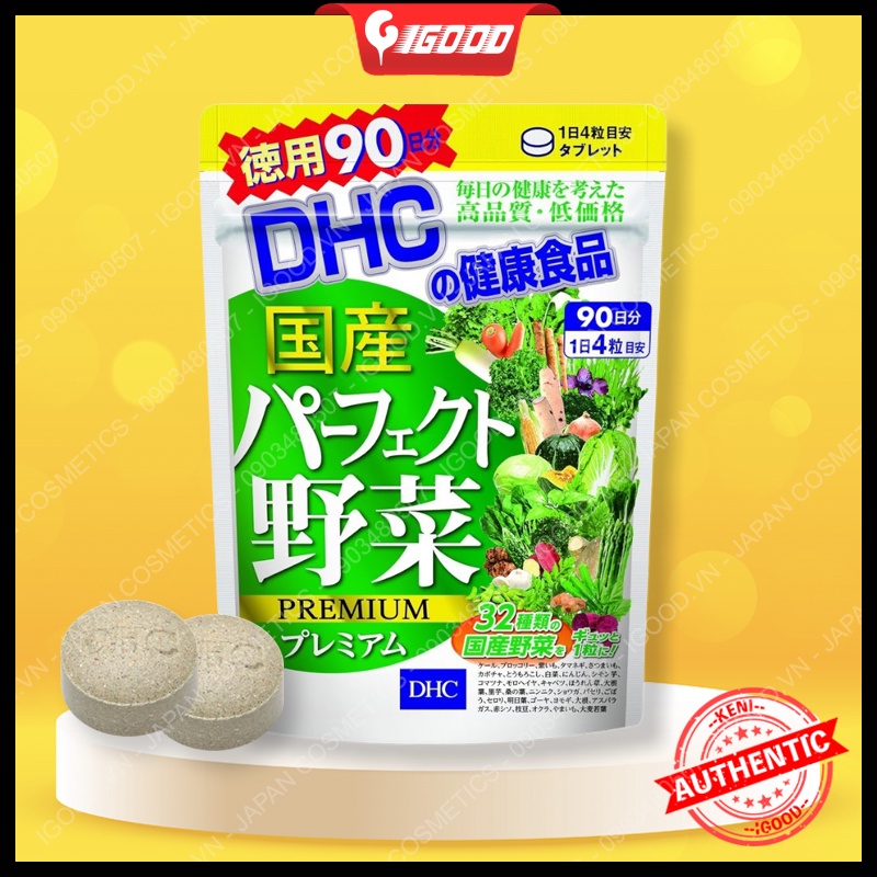 (Có quà tặng) Viên uống DHC Rau Củ Quả Perfect Vegetable Premium 90 Ngày (360v/gói)