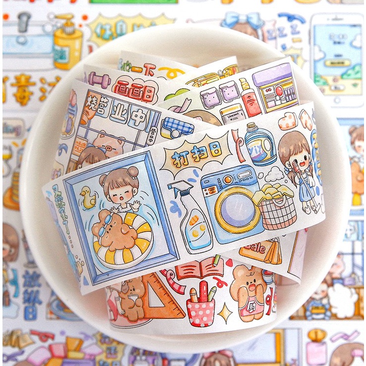 Cuộn washitape họa tiết Telado dễ thương, Chiết chu kỳ DoDoJam xinh xắn, sticker dán trang trí sổ tay