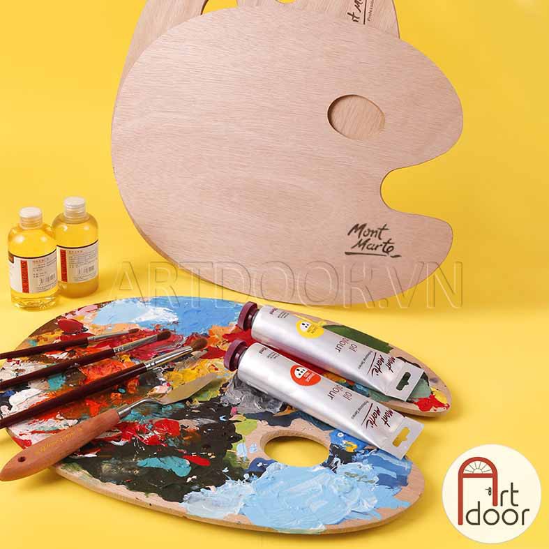 [ARTDOOR] Khay Bảng pha màu Acrylic MONT MARTE Oval bằng Gỗ (palette)