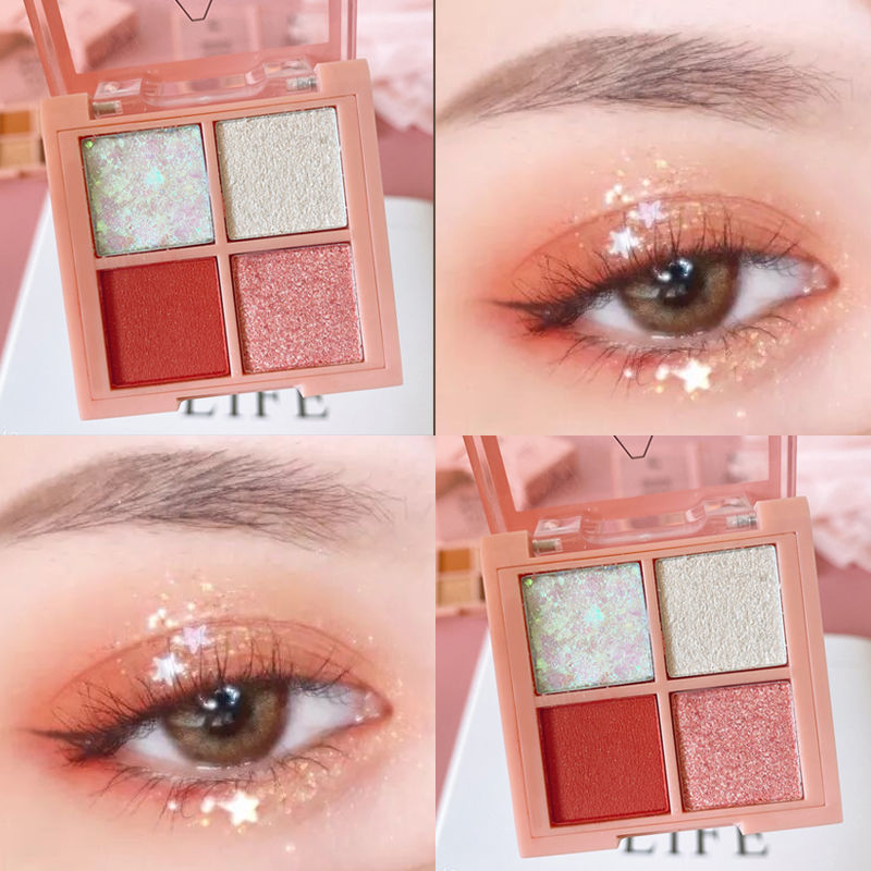 Bảng Phấn Mắt 4 Màu Ánh Nhũ Ngọc Trai Lấp Lánh Không Thấm Nước | BigBuy360 - bigbuy360.vn