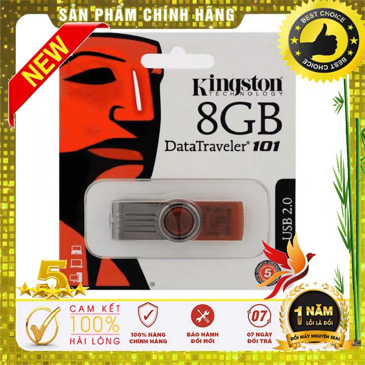 [Mã ELFLASH3 hoàn 10K xu đơn 20K] USB 8G Kingston Công ty