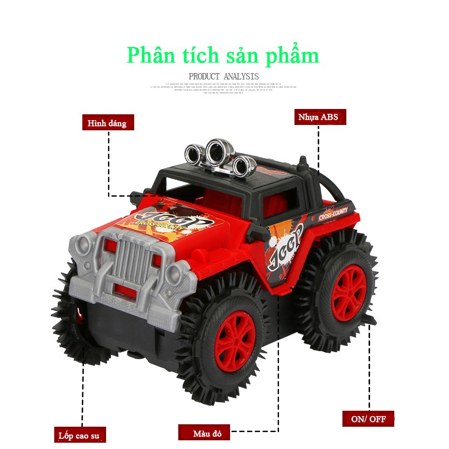 Xe Jeep đồ chơi ô tô cho bé chạy pin AA chi tiết sắc sảo, nhựa ABS an toàn cho người sử dụng (màu đỏ - chưa kèm pin)