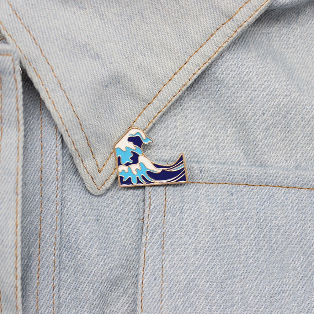 YOML✔Unisex Creative Cartoon Wave Shape Enamel Brooch Pin Jacket Backpack Decor Gift