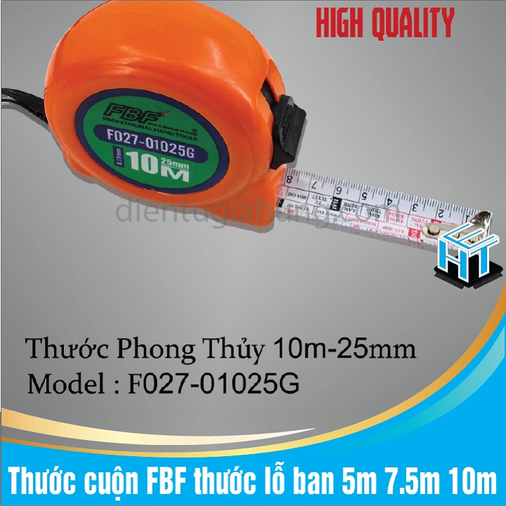 Thước cuộn FBF thước lỗ ban thước phong thủy 5m 7.5m 10m thước dây dân dụng và công nghiệp (màu ngẫu nhiên)