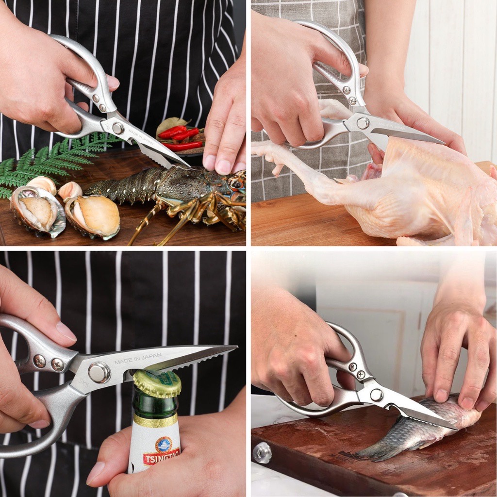 Kéo Nhật làm bếp đa năng, kéo cắt thịt, cá, gà nhanh chóng, kéo nhà bếp sắc bén