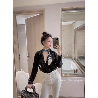 áo sơ mi lụa dior kèm khăn