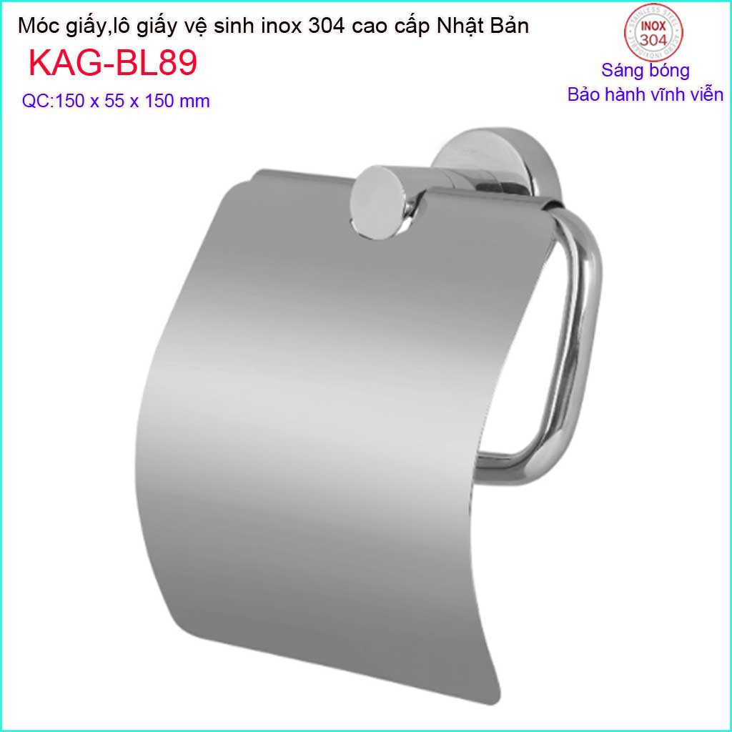 Móc giấy vệ sinh, hộp đựng giấy cuộn inox kace cao cấp, hộp giấy inox 304 Nhật Bản