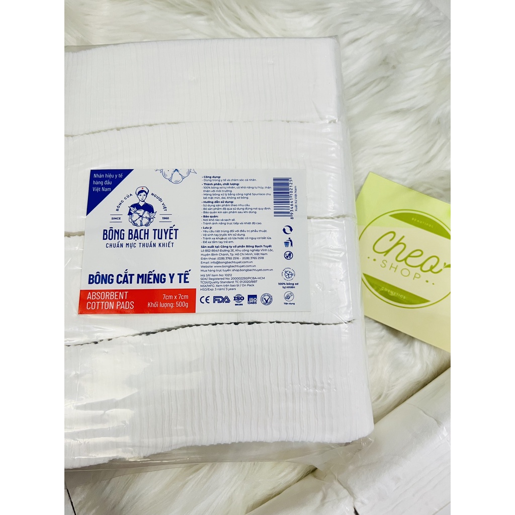 Bông Gòn cắt miếng Sẵn 0.5 kg Vệ Sinh cho bé - Chính hãng Bông Bạch Tuyết