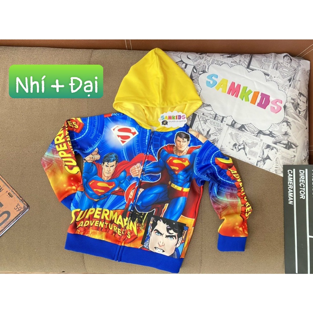 Áo khoác bé trai siêu nhân super man, Among US Samkid từ 2 tuổi đến 15 tuổi