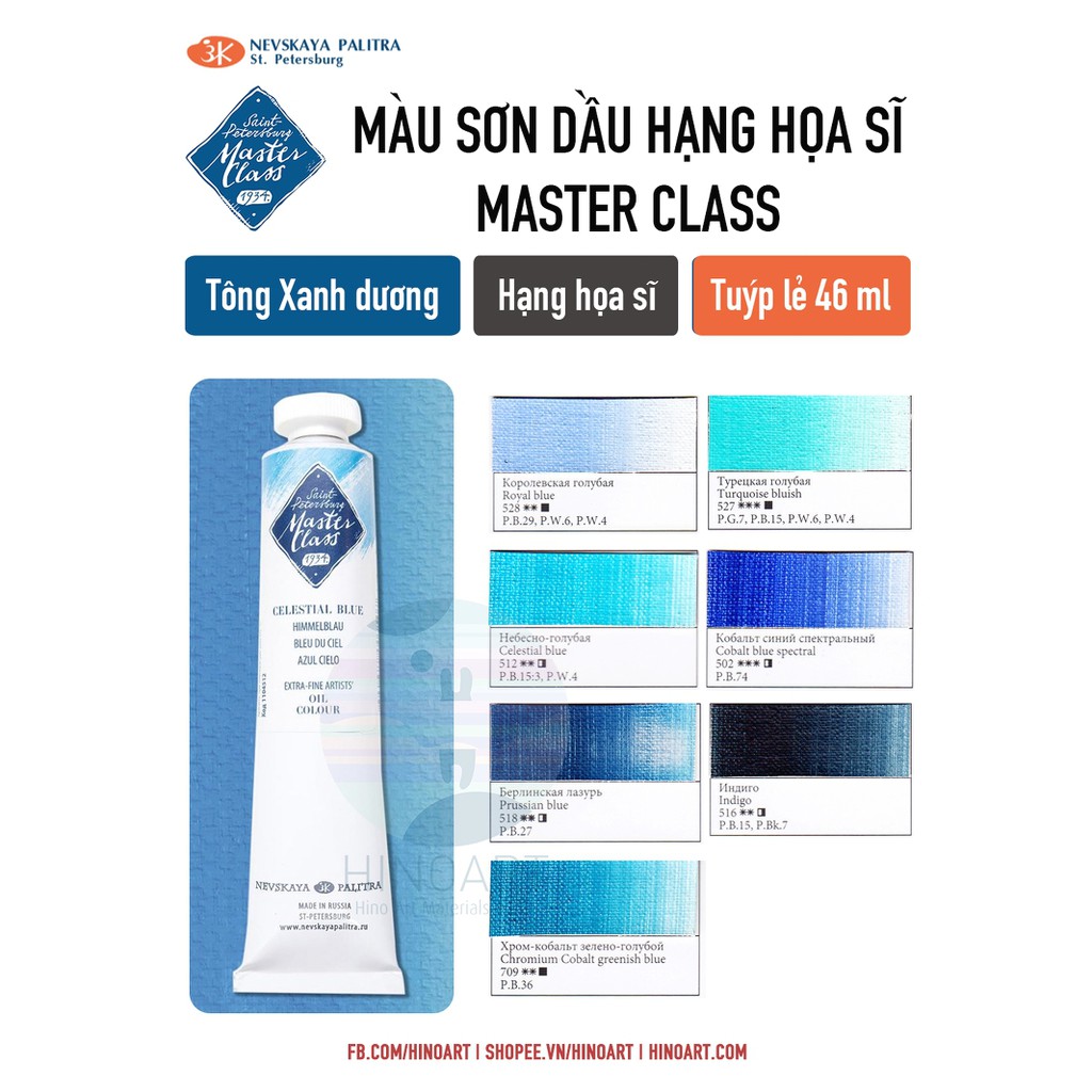 Tông xanh dương sơn dầu Nevskaya "Master-Class" oil paints - 46 ml - tuýp lẻ