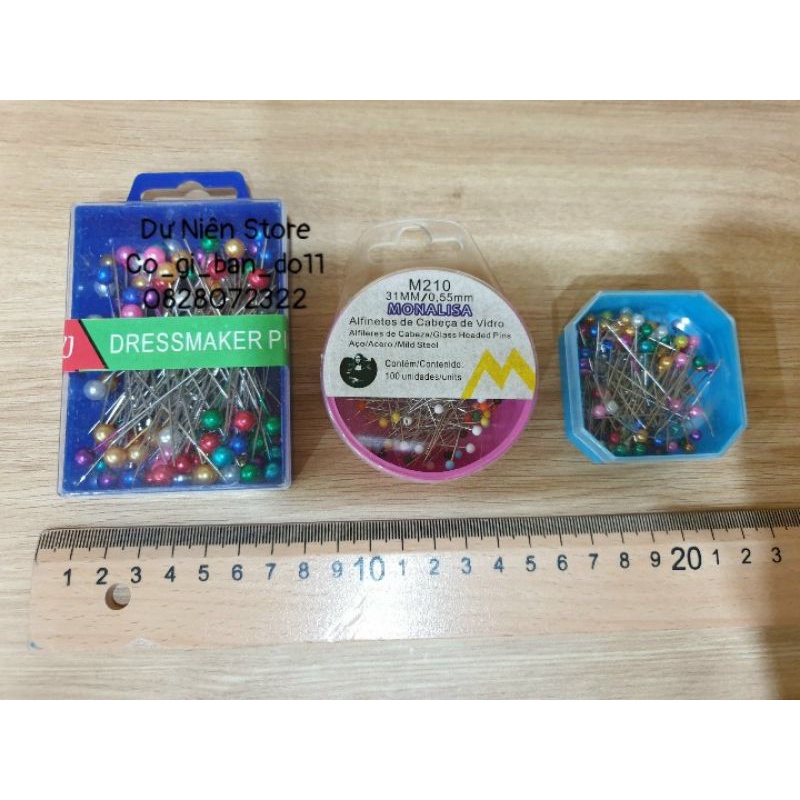 Hộp 100 Cây Kim Ghim Định Vị Đủ Loại.