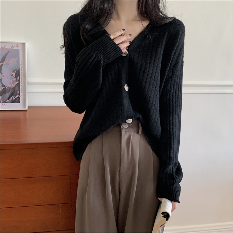 Áo khoác len cadigan nữ lông thỏ phong cách Hàn Quốc thời trang hottren màu basic dễ phối đồ chất đẹp dày dặn F-5