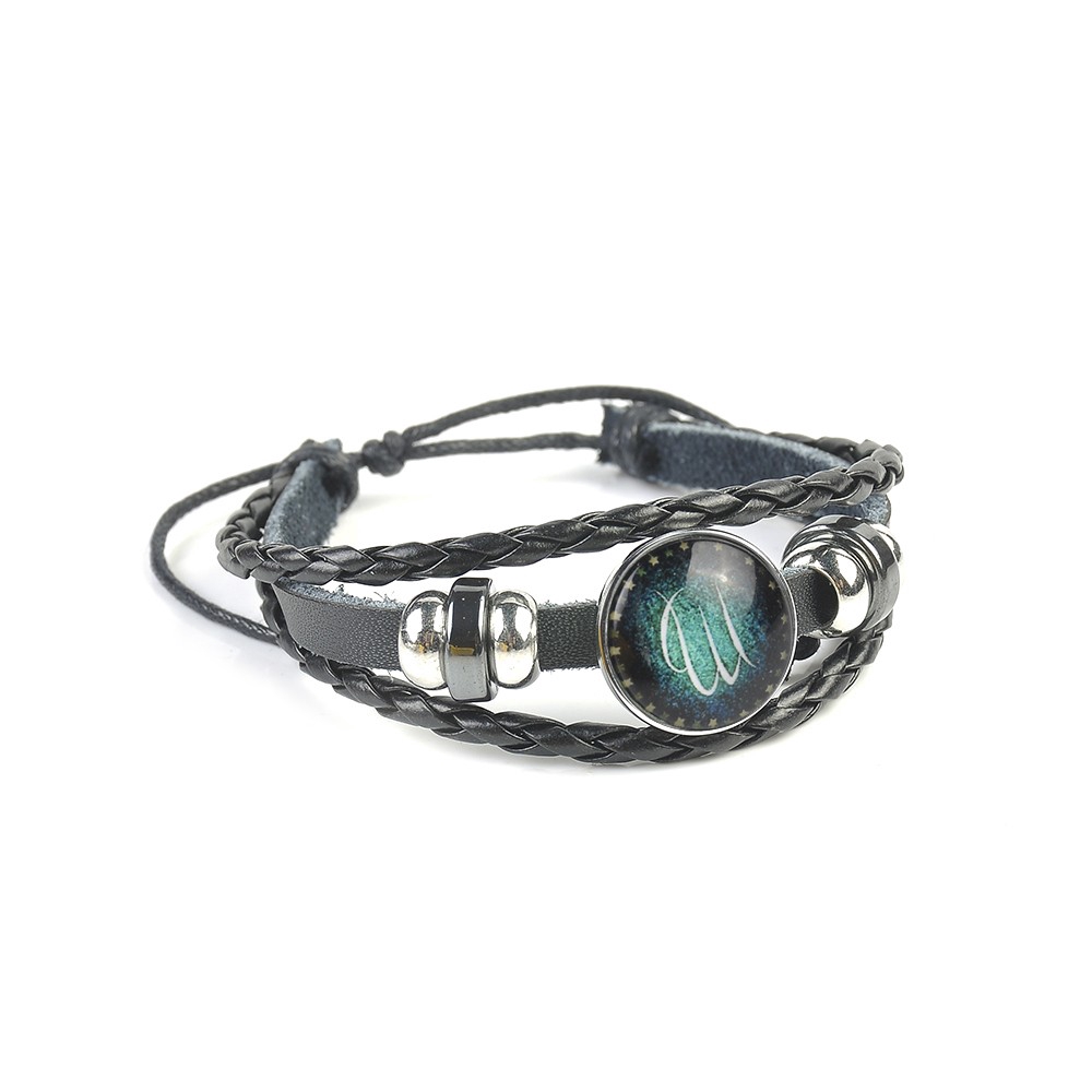 Twelve Constellation Vintage Beaded Weaving DIY Constellation Bracelet Leather Jewelry