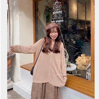 Cardigan cài cúc len mỏng mongtoghi dáng rộng