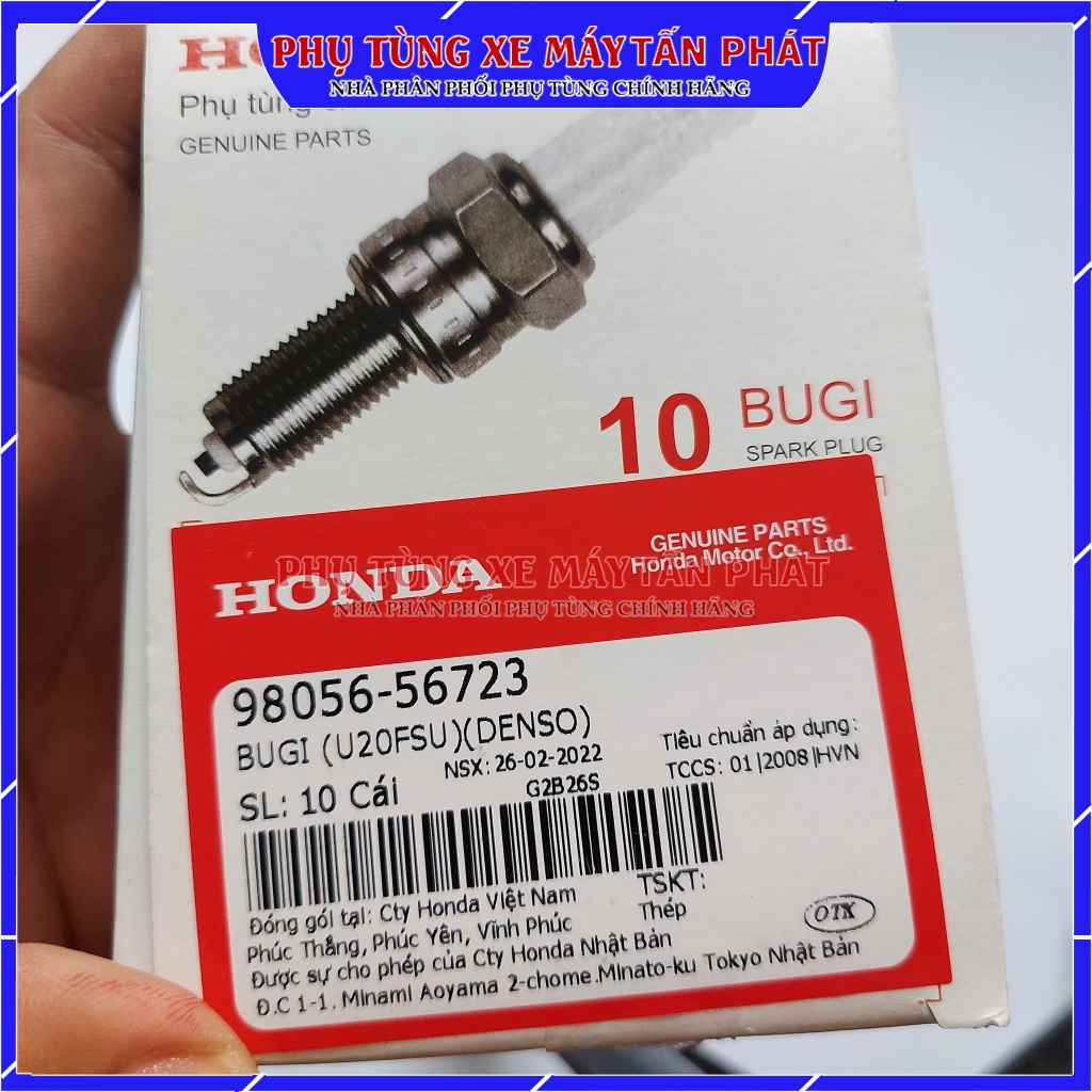 Bugi Denso U20FSU Chân Ngắn Chính Hãng Honda Xe Máy Dream /Wave /Future 1 /Jupiter /Sirius /Wave RS /Wave S /98056-56723