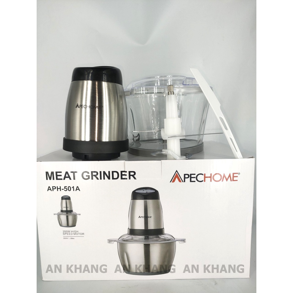 Máy Xay Đa Năng Cối Thủy Tinh Apechome APH-501A - Xay Thịt Cá, Tỏi Ớt, Rau Củ Quả - Hàng Chính Hãng (Bảo Hành 12 Tháng)