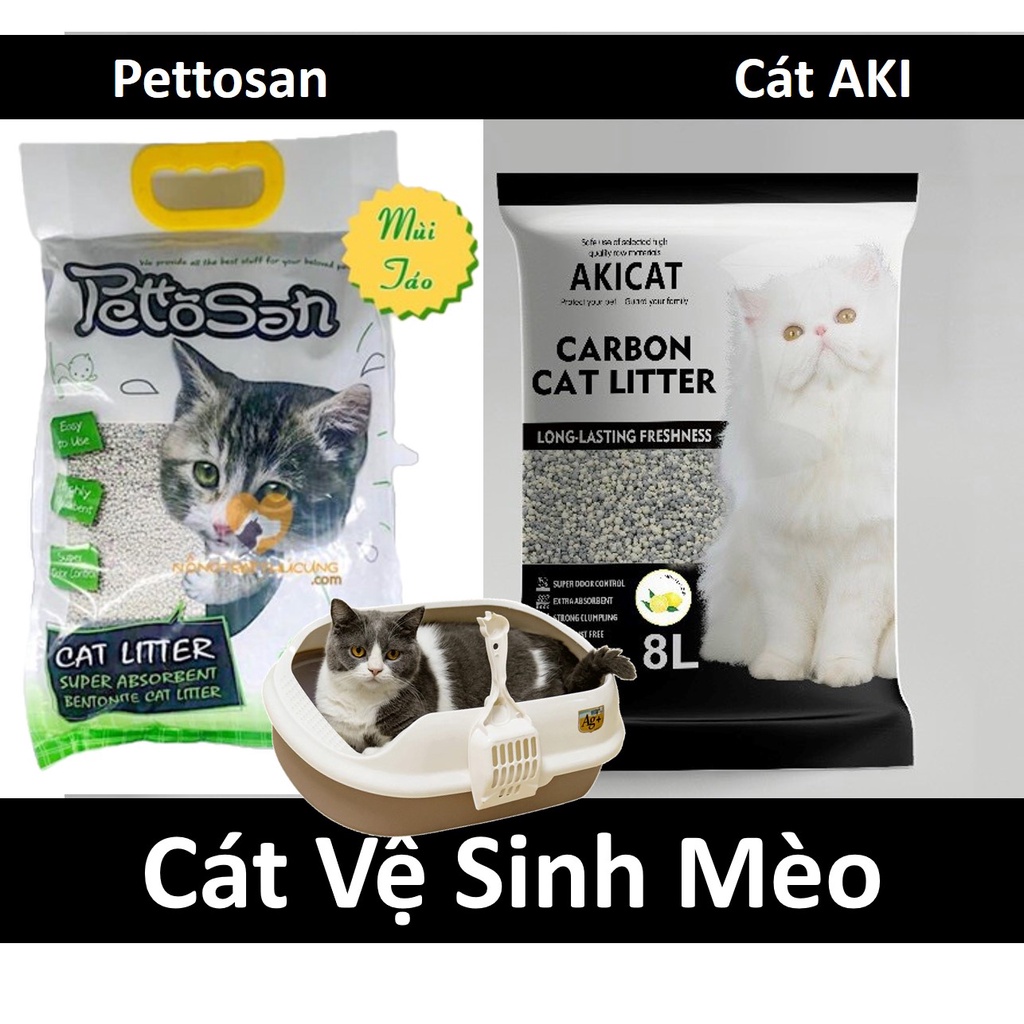 PETTOSAN &amp;VCAT AKI CÁT VỆ SINH CHO MÈO (3 mùi) hạt to không bụi vón cục nhanh