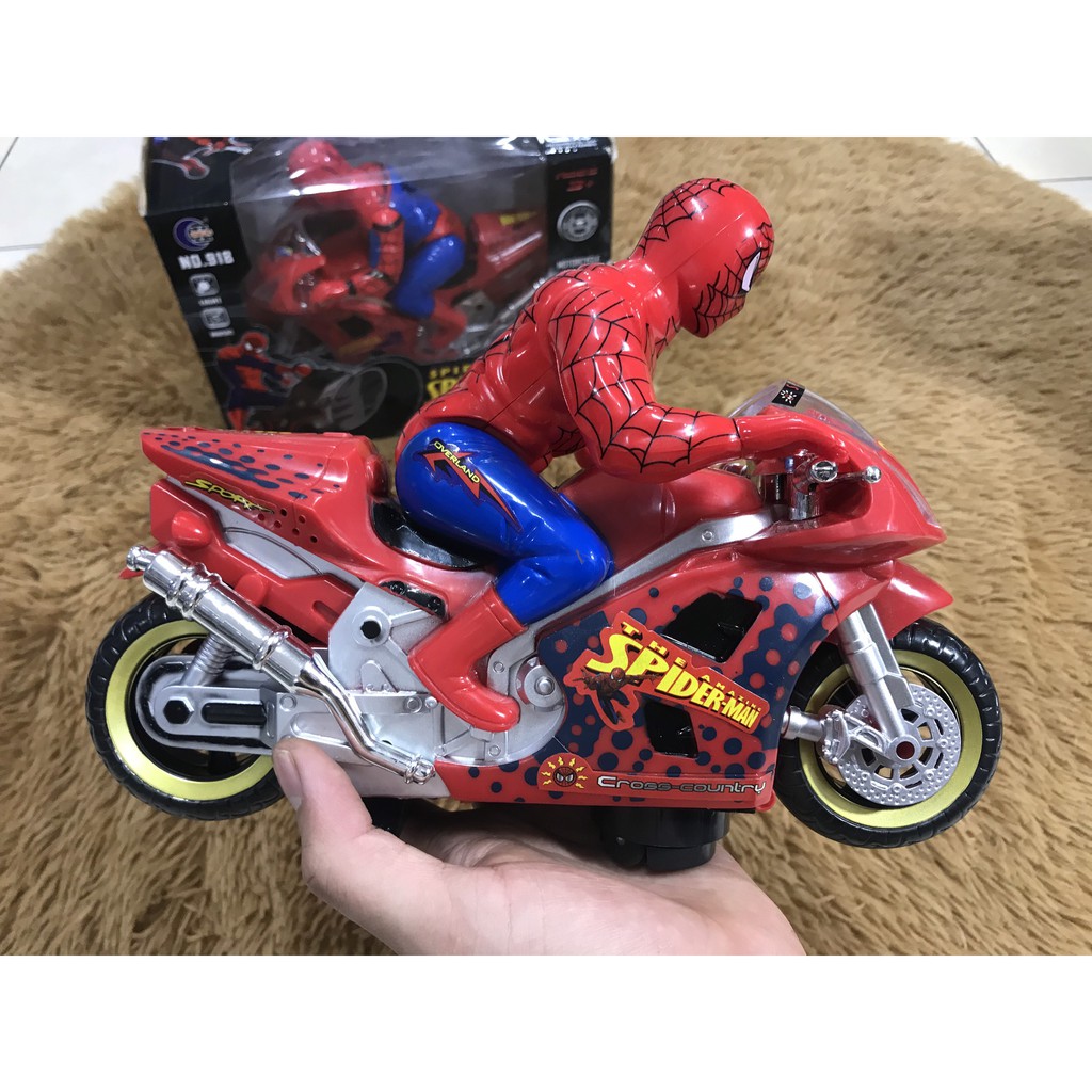 Đồ chơi xe máy người nhện chạy pin có tặng kèm pin
