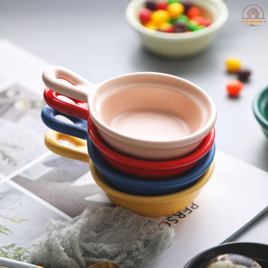 Bát gia vị, bát nước chấm có tay cầm viền cách điệu– nhiều màu sắc – dùng cho bàn ăn và decor