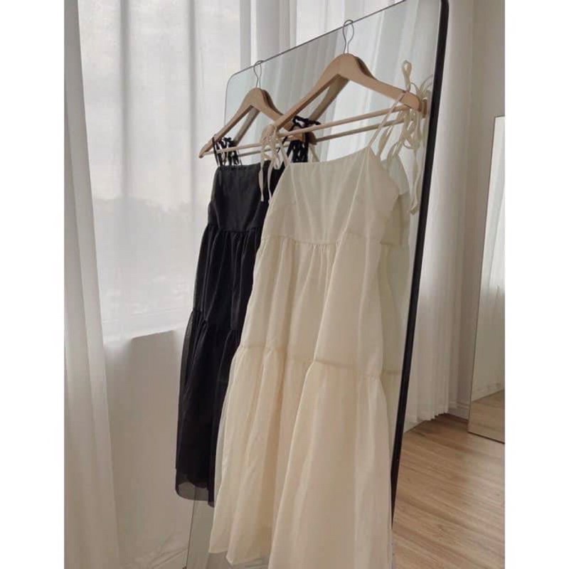 [Ảnh thật/Video]Váy hai dây Lucy buộc nơ vai Hàn Quốc dáng dài Váy hai dây ulzzang | BigBuy360 - bigbuy360.vn
