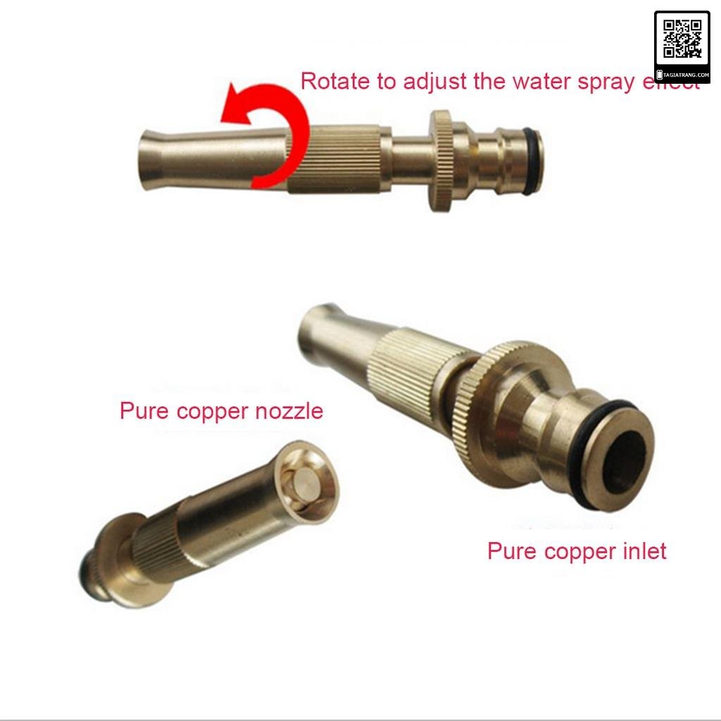 Đầu vòi xịt tăng áp bằng đồng rửa xe, tưới cây áp lực cao
