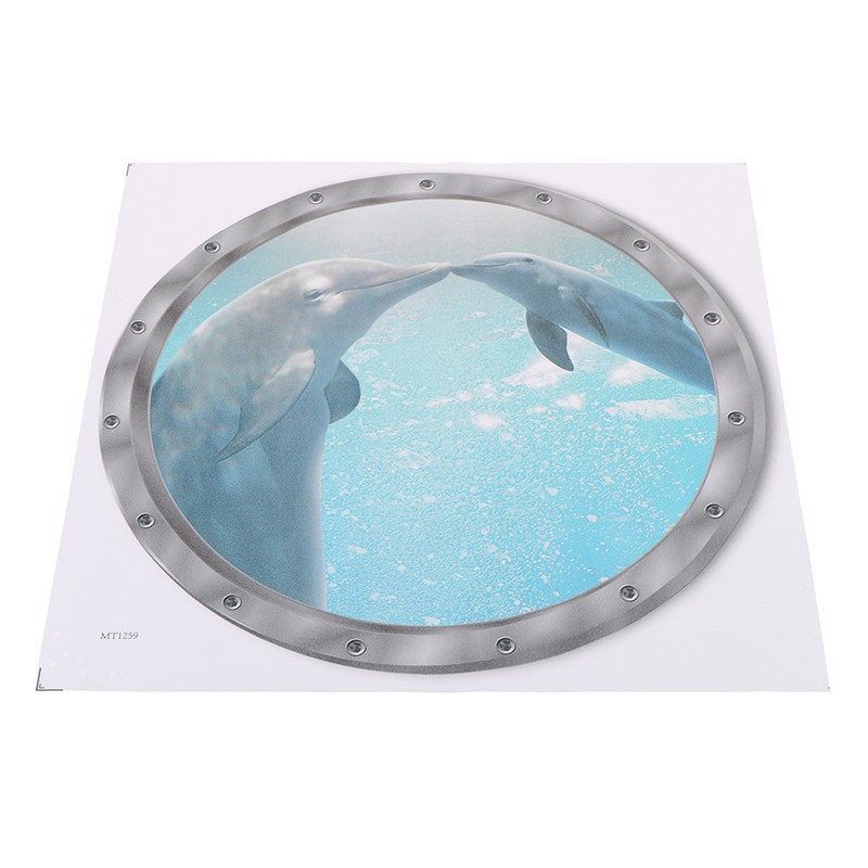Miếng Dán Tường Vinyl Hình Cá Heo 3D
