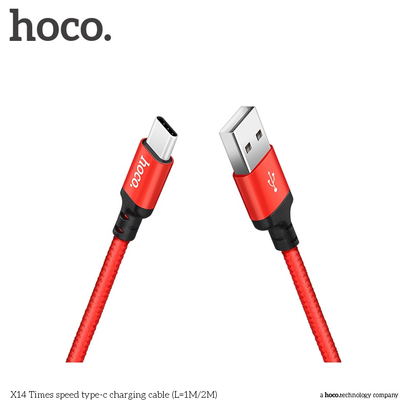 Dây sạc Hoco X14 USB-TypeC dây bọc dù chống đứt gãy dài 1/2 mét dành cho android