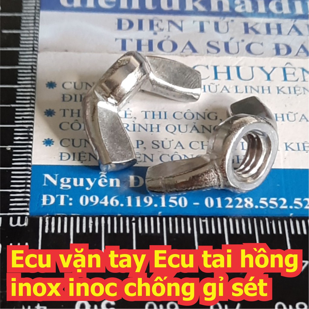 Ecu Chuồn vặn tay Ecu tai hồng cánh bướm inox inoc chống gỉ sét M4 M5 M6 M8 M10 kde7583