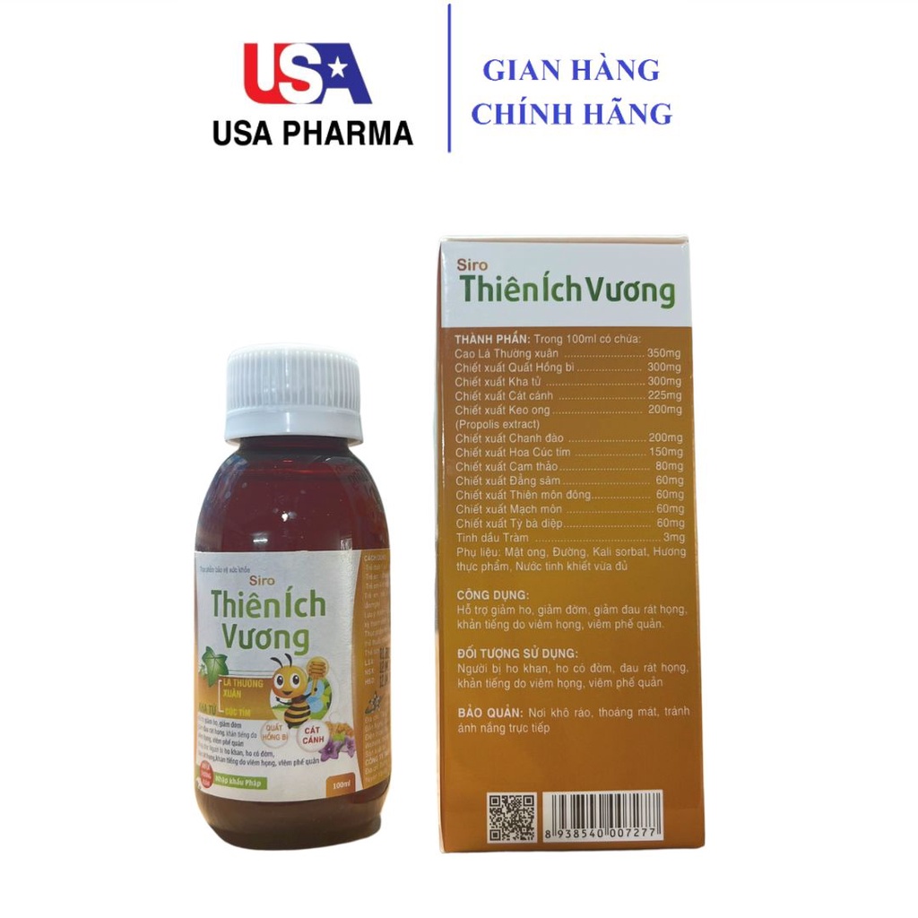 Siro Ho THIÊN ÍCH VƯƠNG giảm ho, giảm đờm, đau rát họng