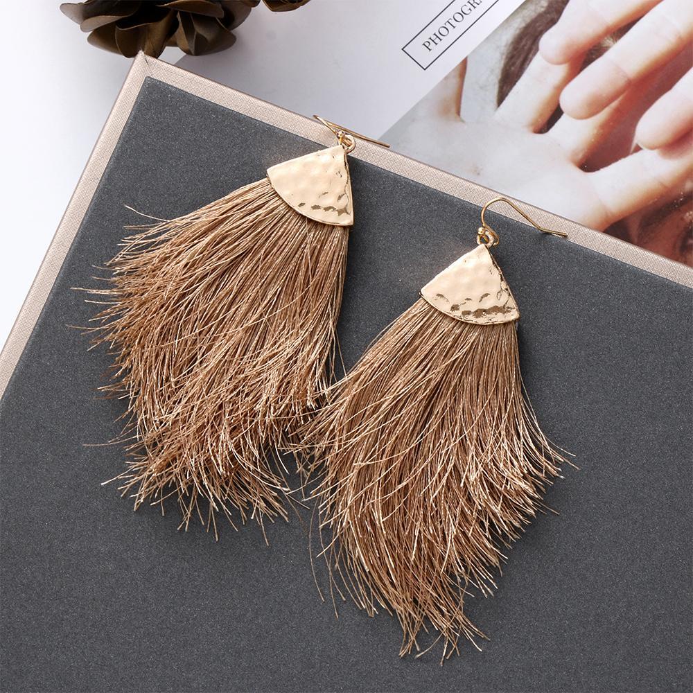 1 Đôi Bông Tai Dáng Dài Bằng Lụa Phong Cách Vintage Thời Trang Cho Nữ