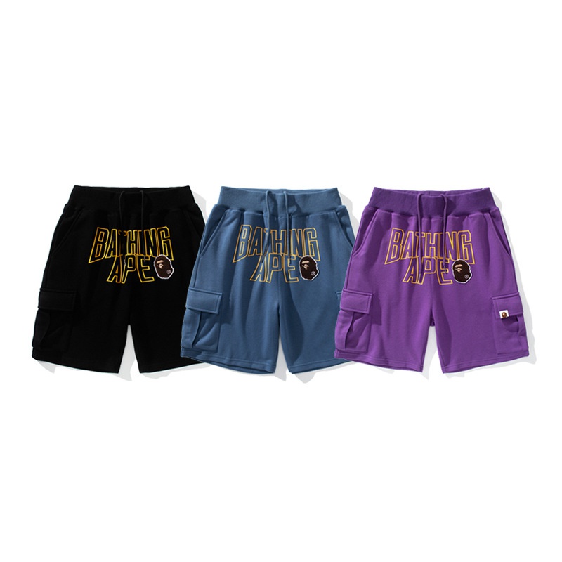 Quần Short Phối Túi In Chữ Bape Thời Trang Cá Tính Cho Nam