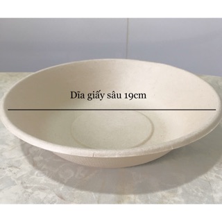 Set 10 dĩa giấy bã mía  sâu trơn màu nâu 19cm