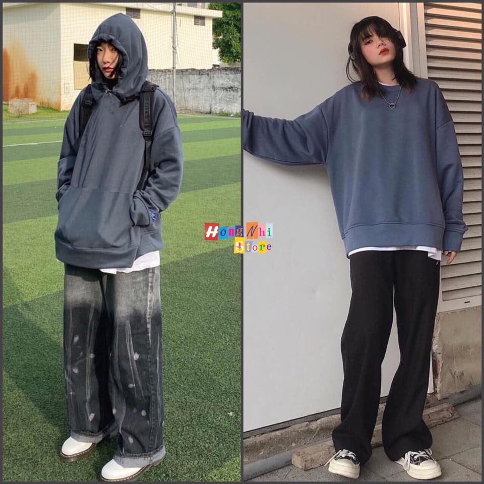 Áo Sweater Trơn Ulzzang Unisex Màu Xám Đậm Chất Nỉ Bông Cao Cấp Dáng Rộng Nam Nữ - MM | BigBuy360 - bigbuy360.vn