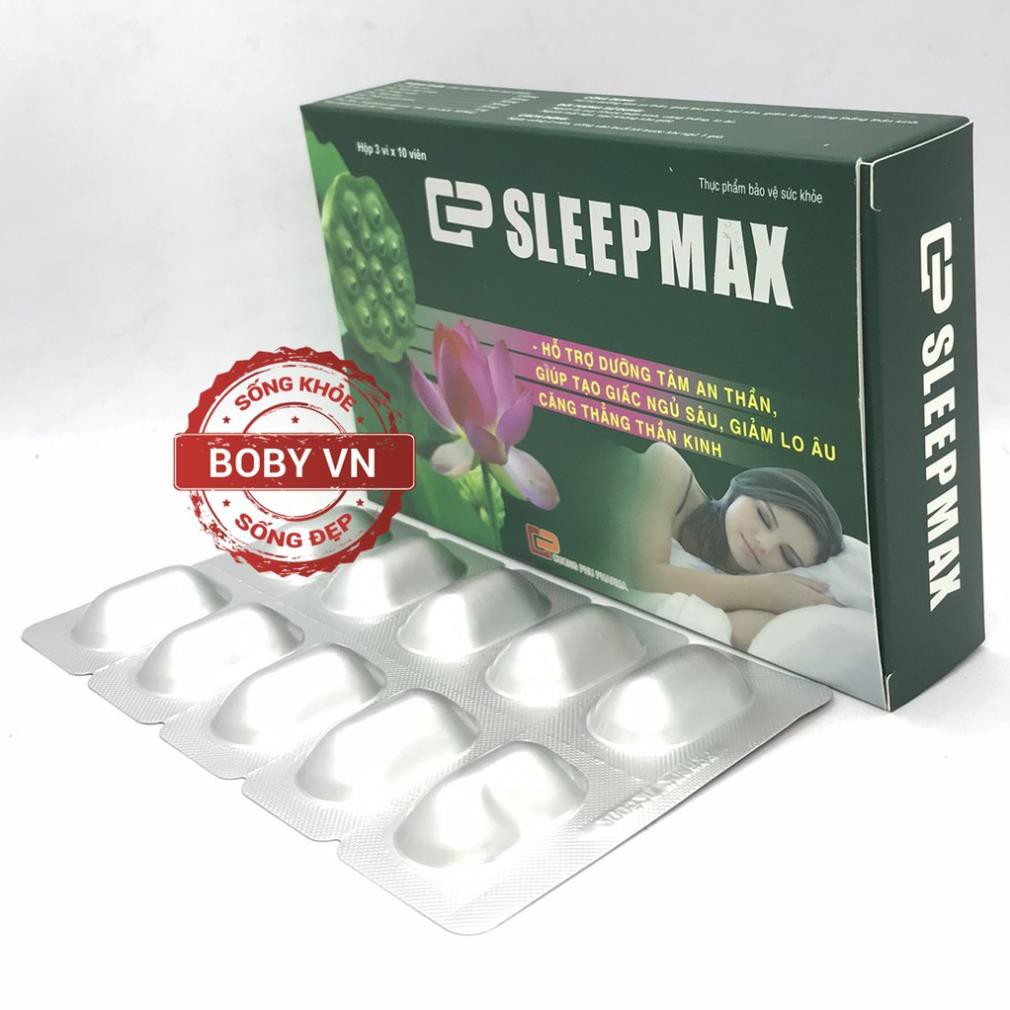 Sleep Max hỗ trợ dưỡng tâm an thần, tạo giấc ngủ sâu, giảm âu lo căng thẳng - hộp 30 viên