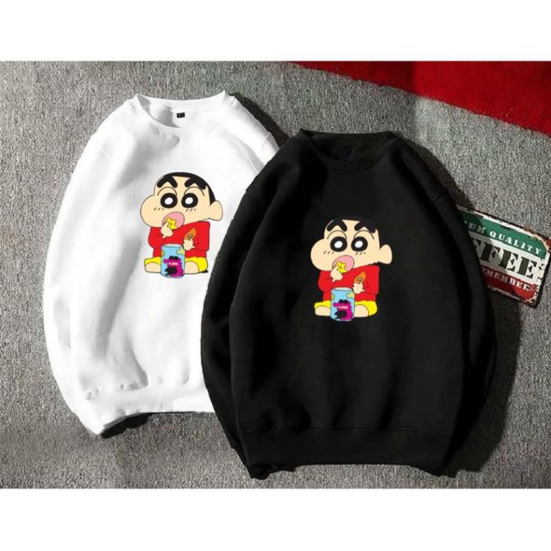 SALE- Áo nỉ Sweater hoạt hình shin form suông rông unisex cổ tròn, chất nỉ bông siêu ấm, cậu bé bút chì - áo chất